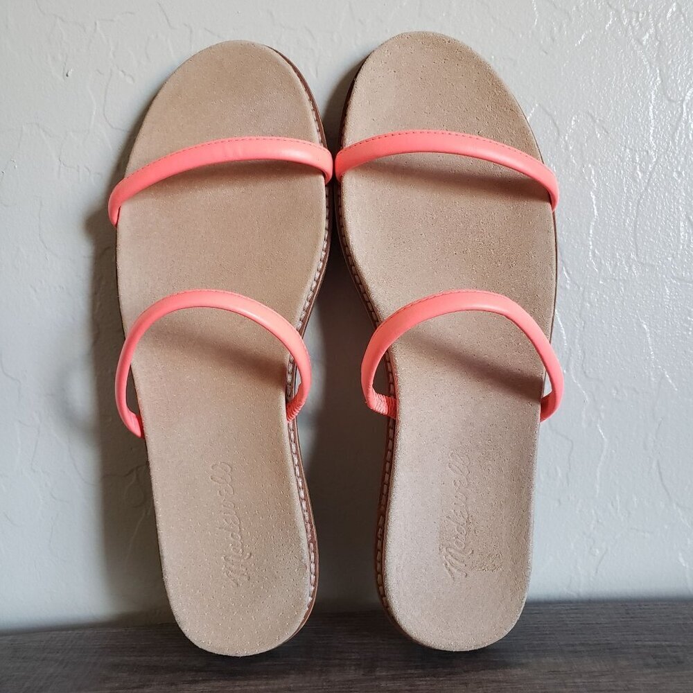 Madewell Bare Leather Slide Sandals Electric Pink Size Women's 7.5 Neon Slip-On